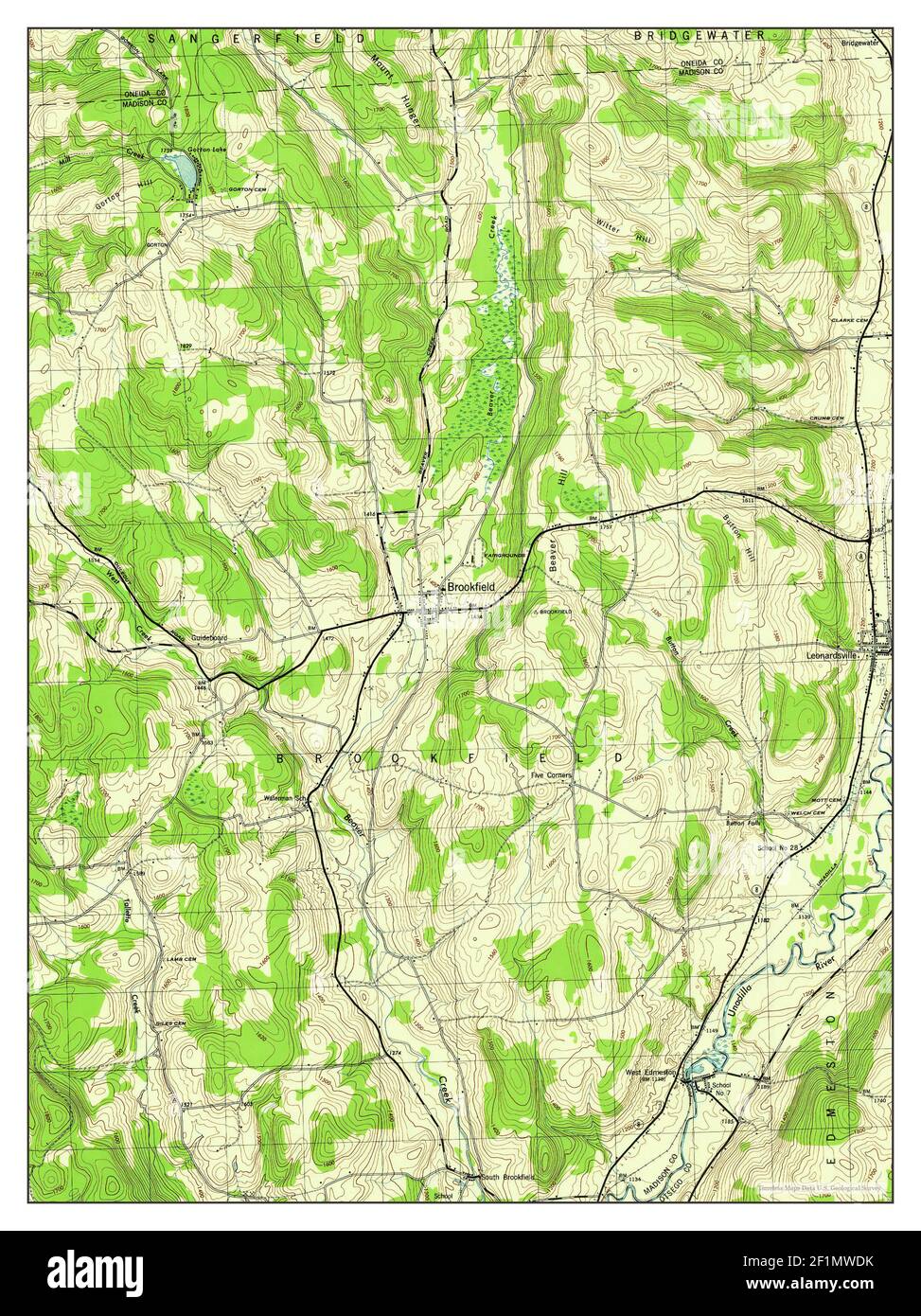 Brookfield, New York, Karte 1945, 1:31680, Vereinigte Staaten von Amerika von Timeless Maps, Daten U.S. Geological Survey Stockfoto