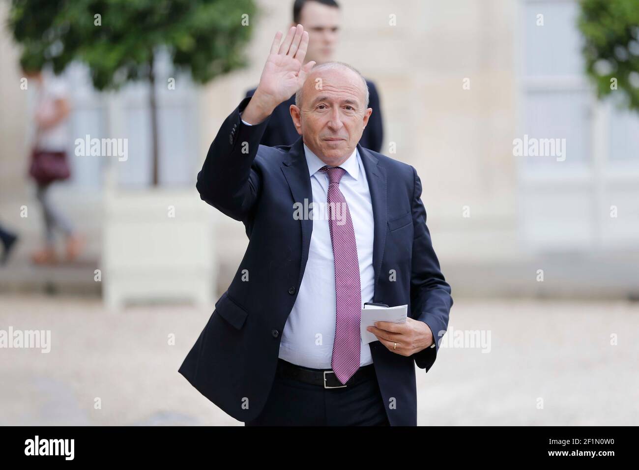 Gerard COLLOMB, Bürgermeister von Lyon, kommt am 11. September 2014 zum offiziellen Mittagessen vor der Euro 2016 in Paris, Frankreich, am Elysee an - Foto Stephane Allaman / DPPI Stockfoto