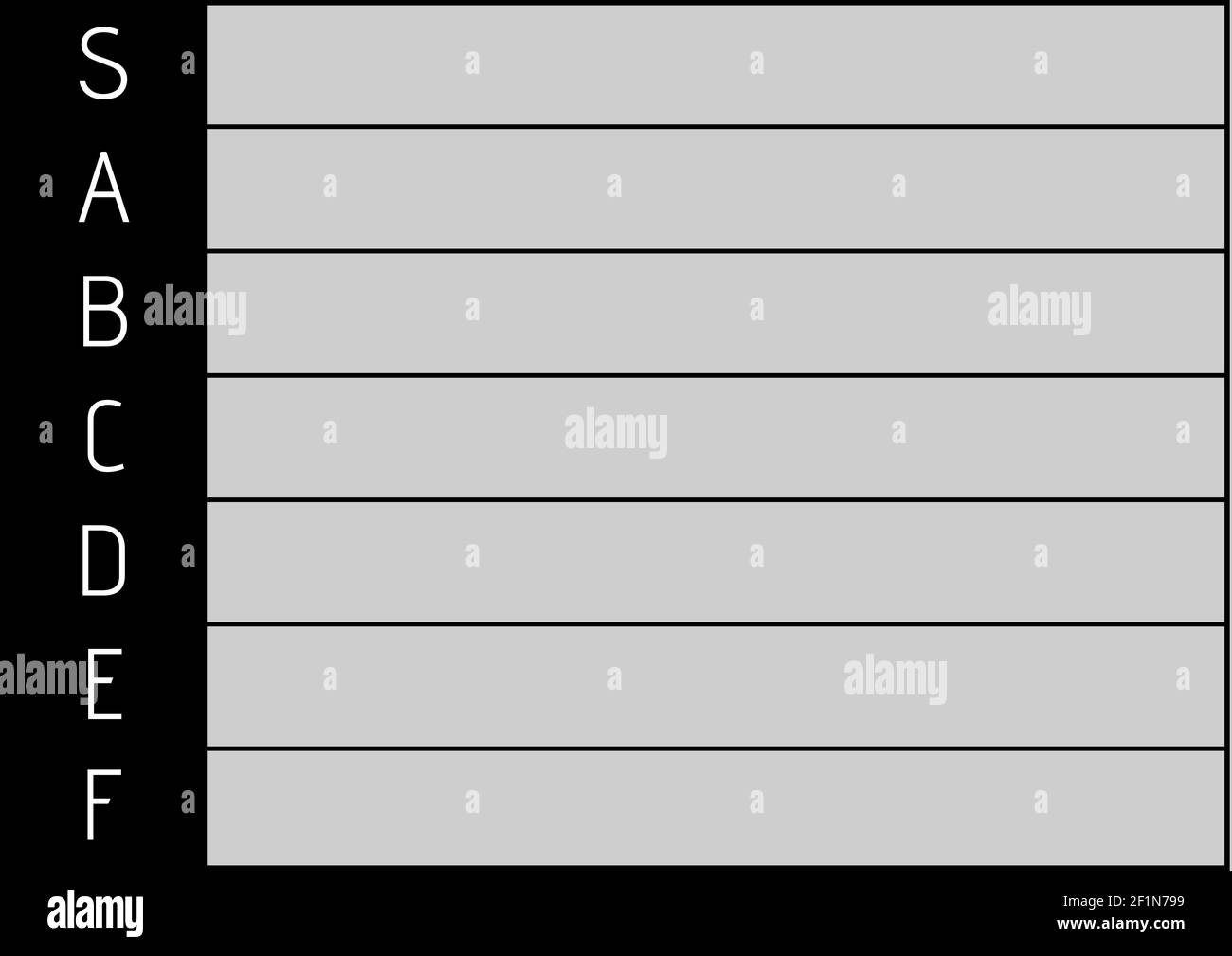 Buchstabenbuchstaben Text über Score-Tabelle mit schwarzen Linien auf Schwarzer und grauer Hintergrund Stockfoto