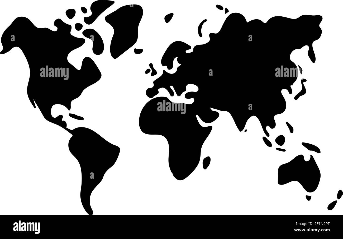 Vereinfachte Vektordarstellung auf der Weltkarte Stock Vektor