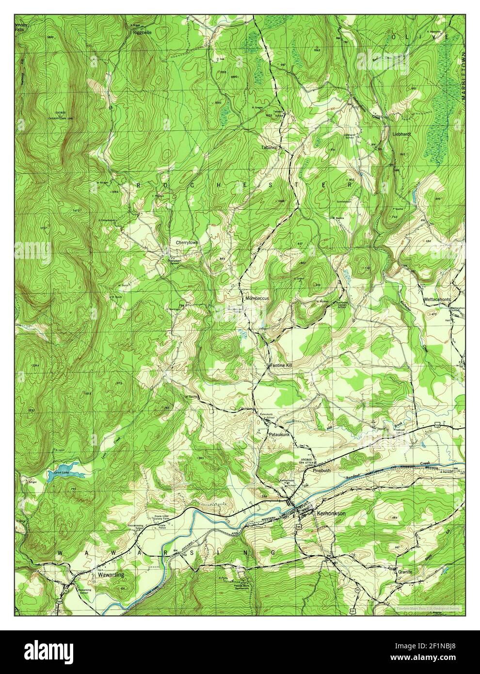 Kerhonkson, New York, Karte 1943, 1:31680, Vereinigte Staaten von Amerika von Timeless Maps, Daten U.S. Geological Survey Stockfoto