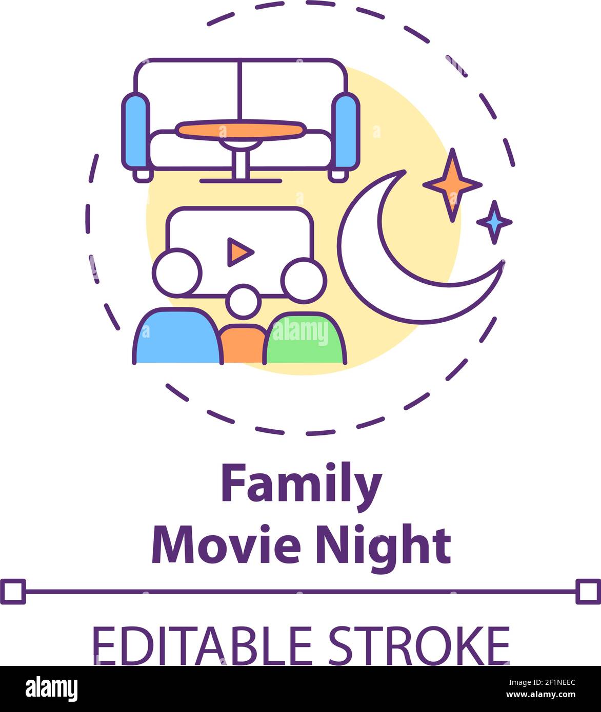 Familienfilm Night Concept Icon Stock Vektor