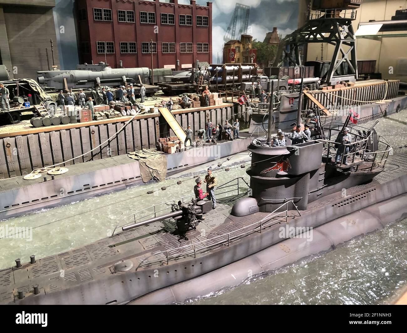 Hamburg, Deutschland - 11,3.2018. Das größte Modelleisenbahn-Diorama der Welt, Wunderland. Verschiedene Städte und Szenen der Modelleisenbahnwelt. Stockfoto