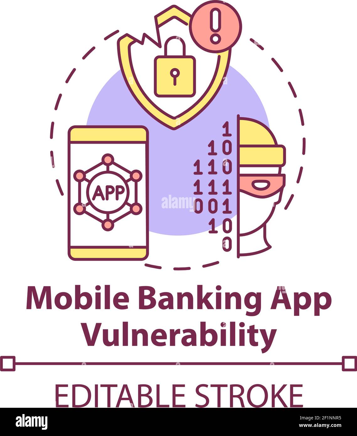 Mobile Banking App Schwachstelle Konzept Symbol Stock Vektor