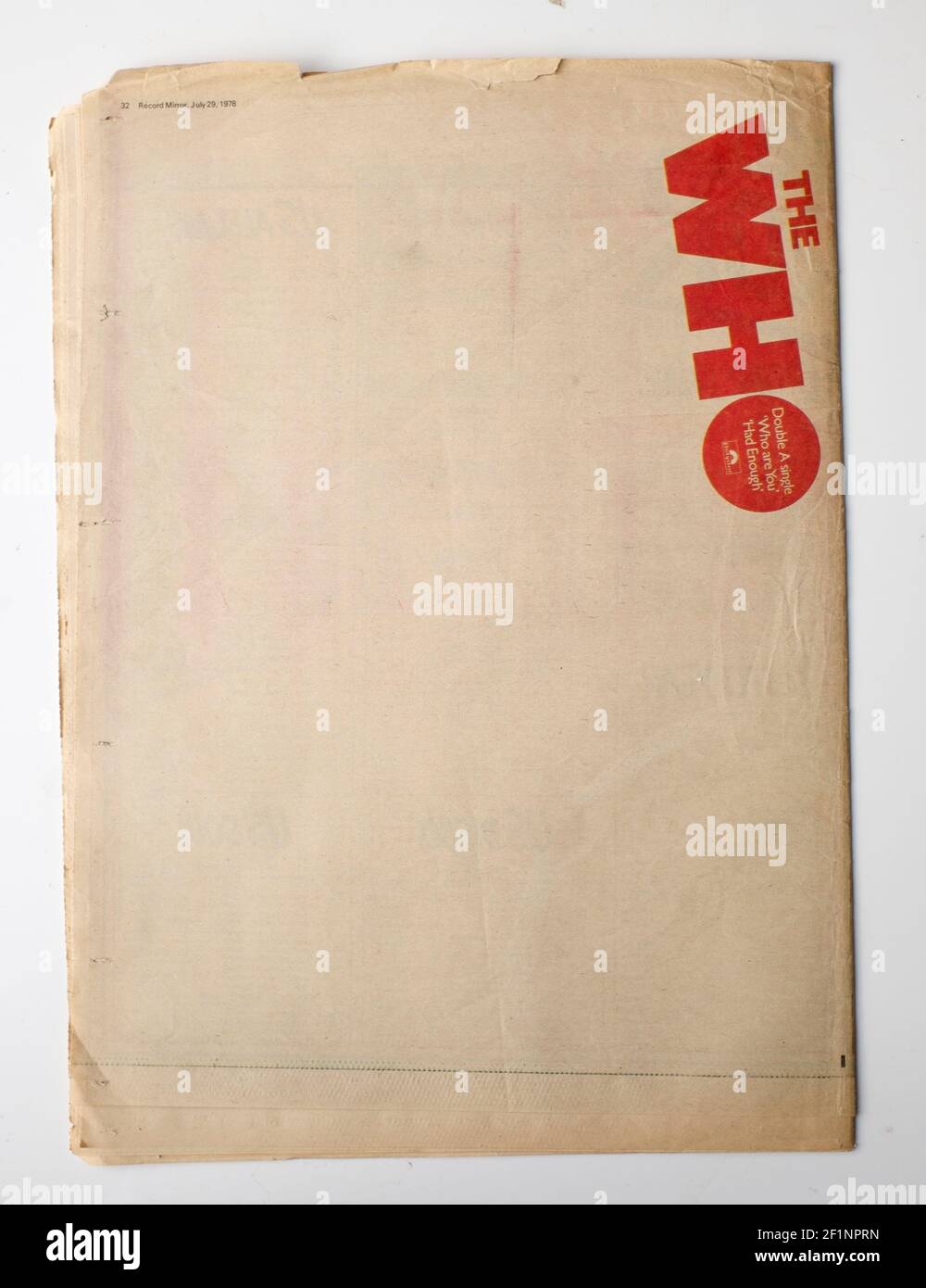 1978 Record Mirror mit einer Anzeige für die WHO Single Wer Sind Sie Stockfoto