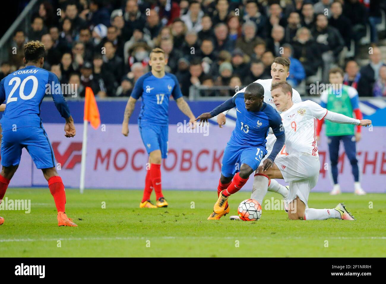 N Golo Kante (Leicester City) (FRA), Aleksandr Kokorin (Zenith Saint-Petersbourg) (RUS) während des Fußballspiels International Friendly Game 2016 zwischen Frankreich und Russland am 29. März 2016 im Stade de France in Saint Denis, Frankreich - Foto Stephane Allaman / DPPI Stockfoto