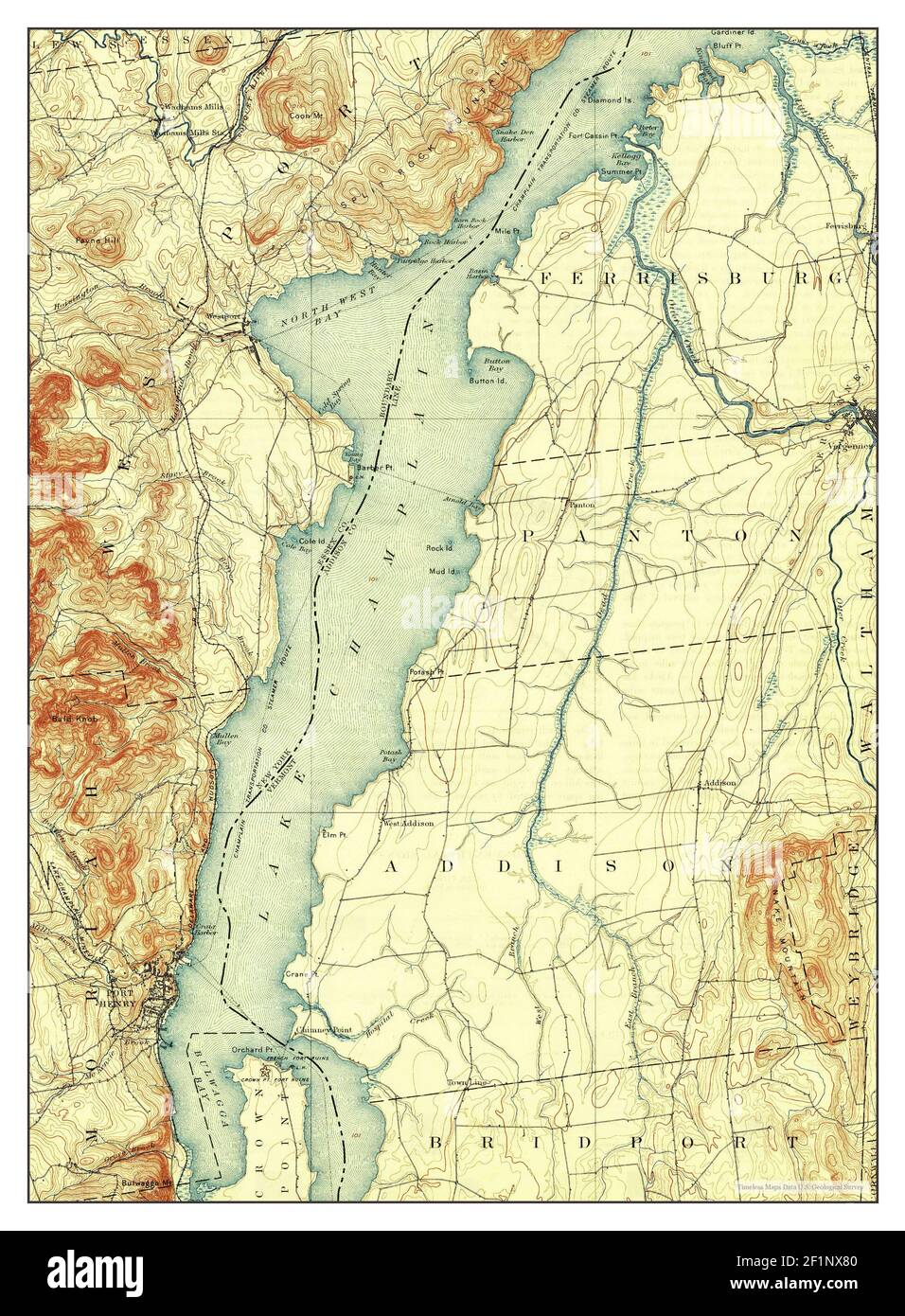 Port Henry, New York, Karte 1898, 1:62500, Vereinigte Staaten von Amerika von Timeless Maps, Daten U.S. Geological Survey Stockfoto