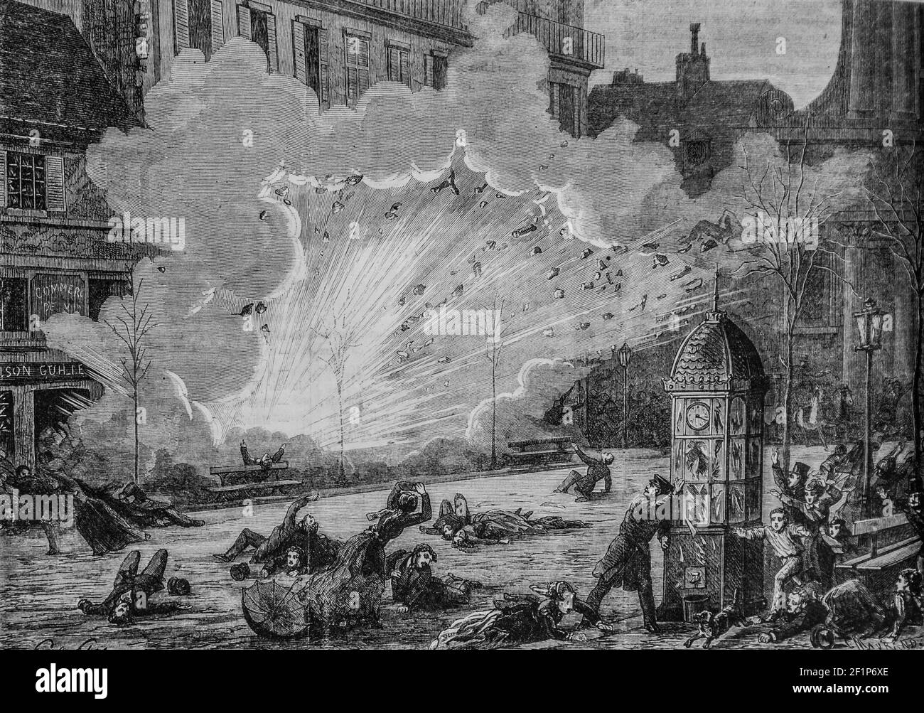 Lexplosion sur la Place de la sorbonne, 'univers illuste,editeur michele Levy 1869 Stockfoto