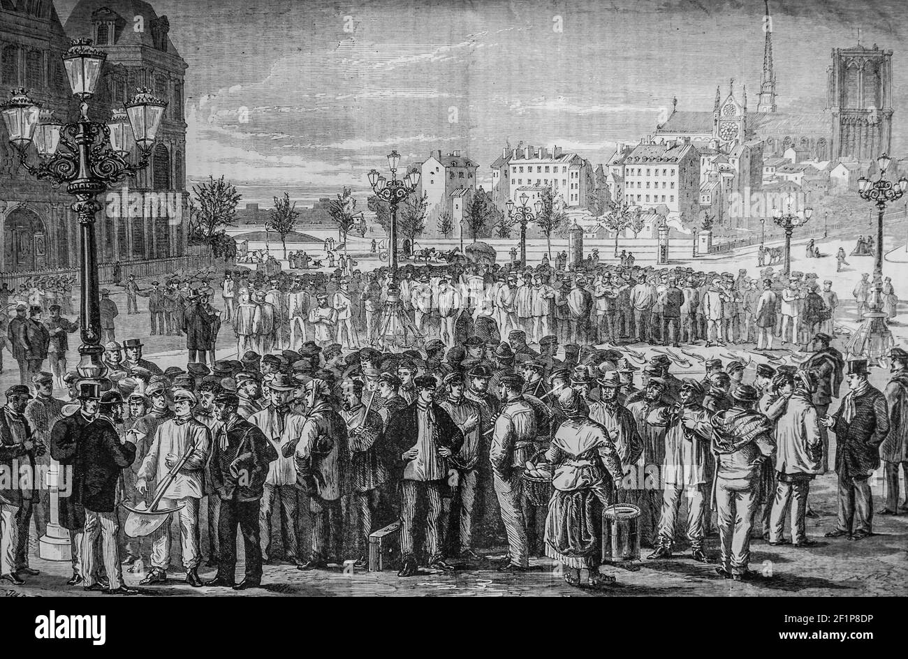 la foire aux maçons sur la Place de l'Hotel de ville a paris, l'univers illustre,editeur michele Levy 1869 Stockfoto