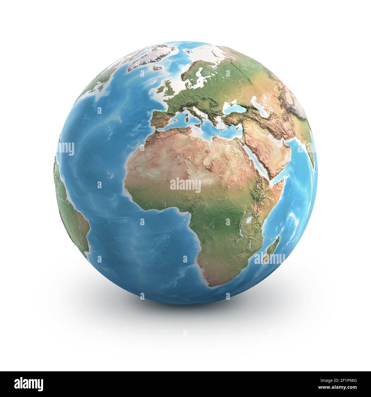Planet Erdkugel, isoliert auf Weiß. Geographie der Welt aus dem Weltraum, fokussiert auf Europa und Afrika - Elemente von NASA Stockfoto