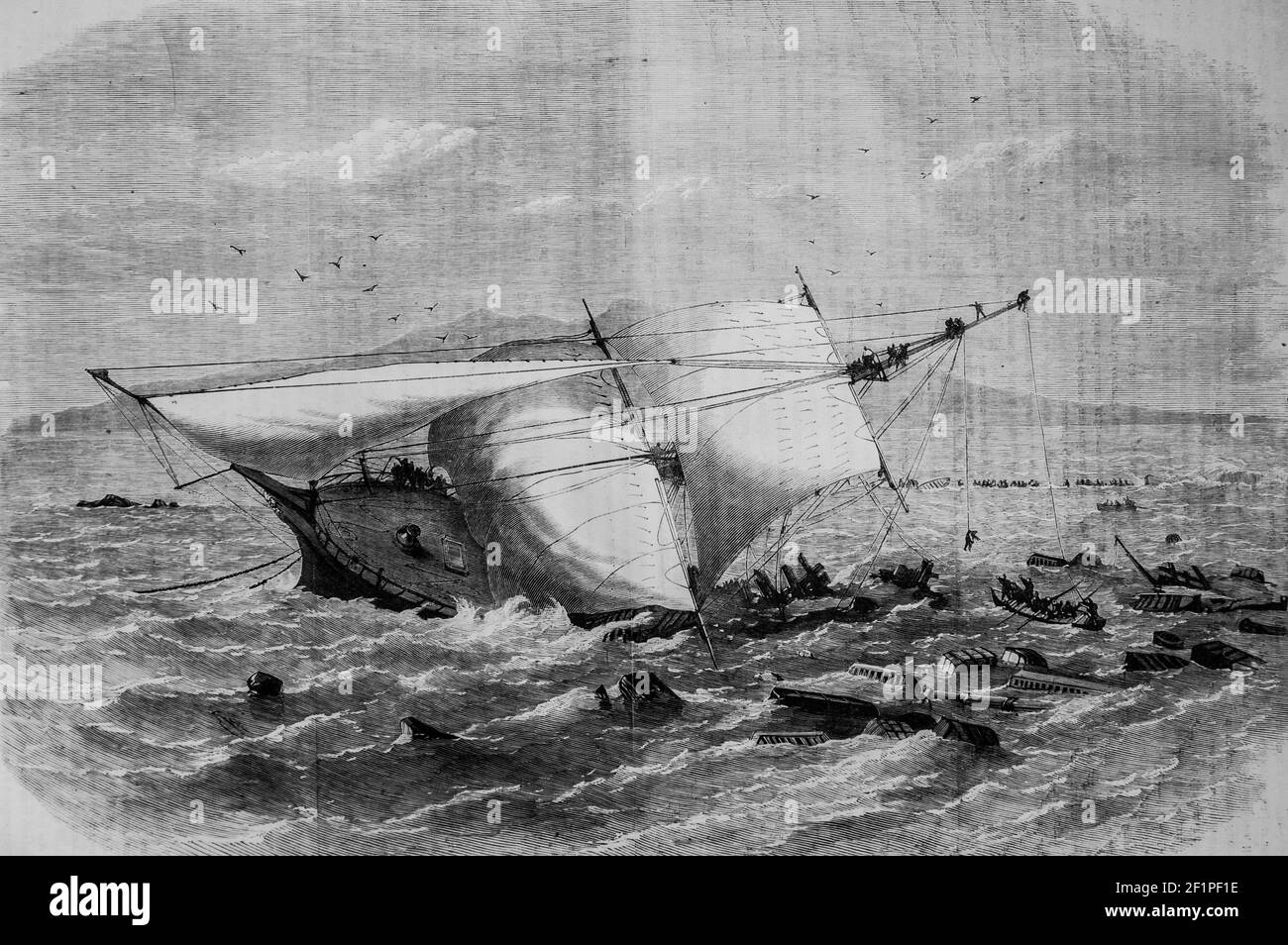 naufrage du batiment a vapeur carnatic dans la mer Rouge, l'univers illuste,editeur michele Levy 1869 Stockfoto