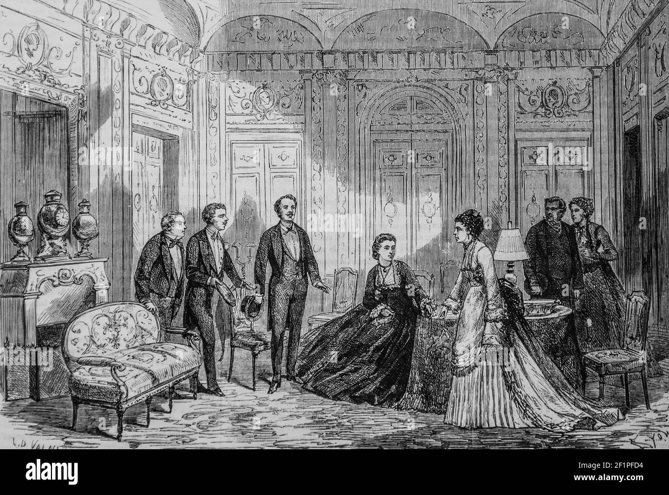 Theatre français Lions et renard, l'univers illuste,editeur michele Levy 1869 Stockfoto