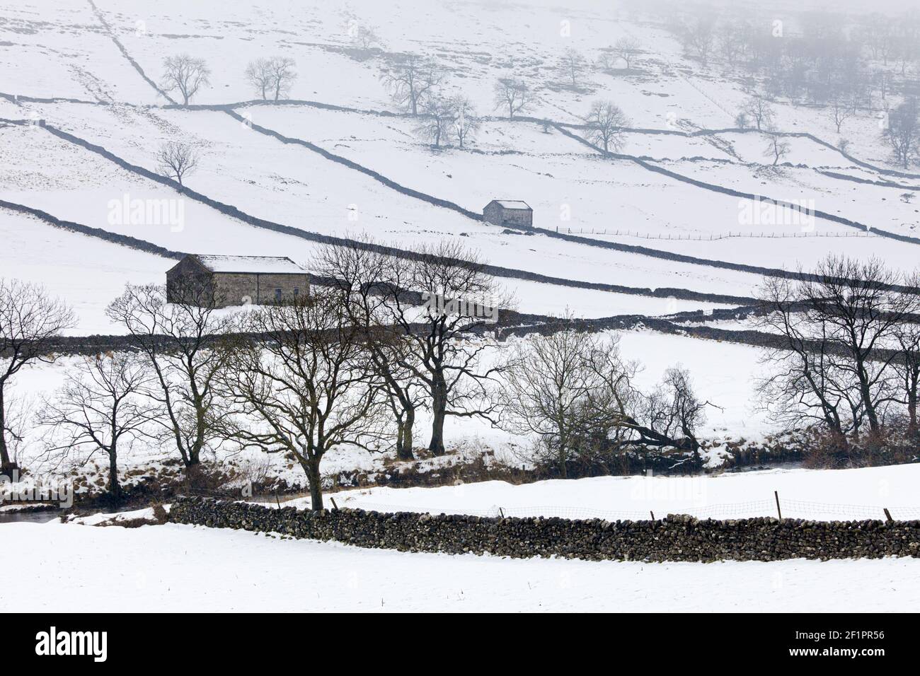 Ein Wintertag in den Yorkshire Dales bei Kettlewell, Wharfedale, North Yorkshire UK Stockfoto