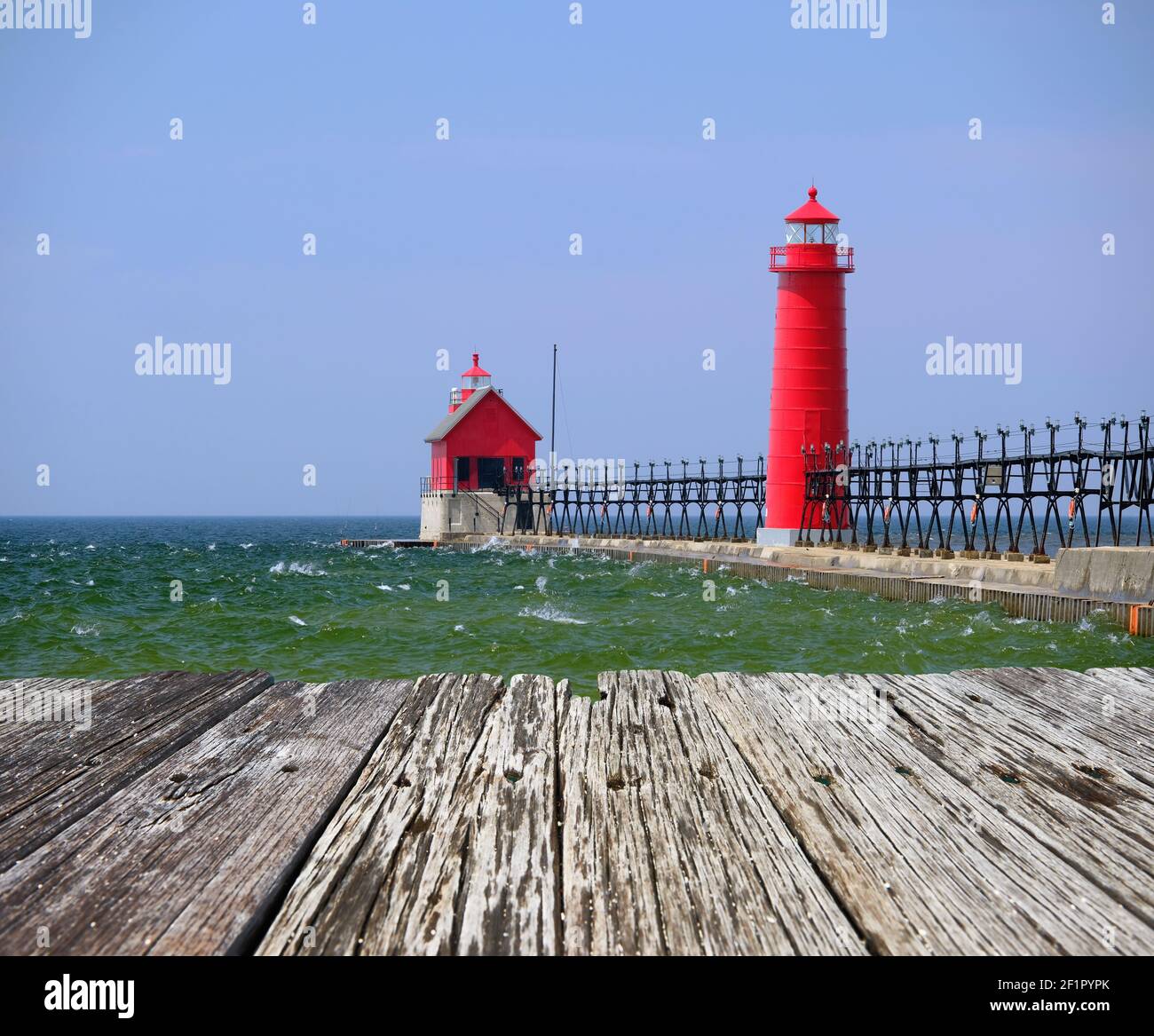 Grand Haven South Pierhead innere Licht, 1905 erbaut Stockfoto