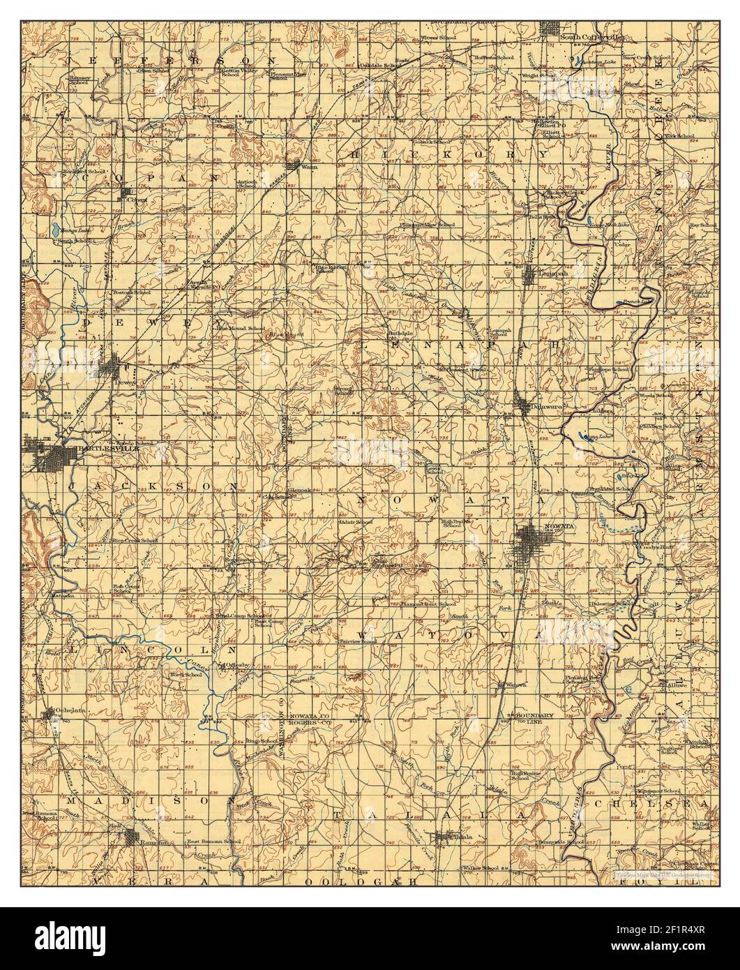 Nowata, Oklahoma, Karte 1914, 1:125000, Vereinigte Staaten von Amerika von Timeless Maps, Daten U.S. Geological Survey Stockfoto