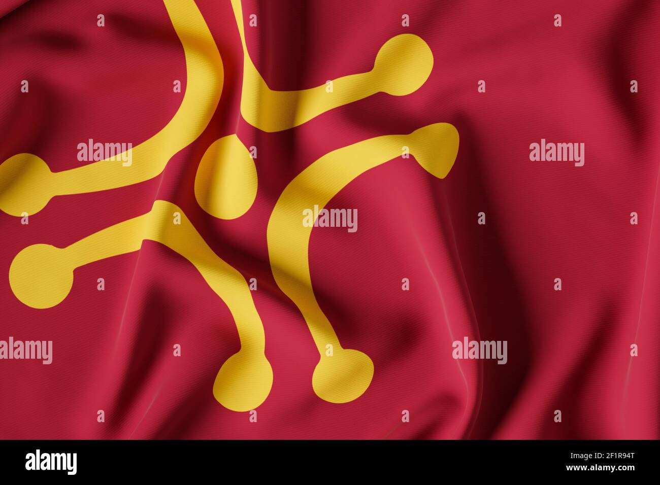 Flagge von Kantabrien. Labaro-Flagge. Secon-Flagge.Nahaufnahme. Abbildung 3D. Stockfoto