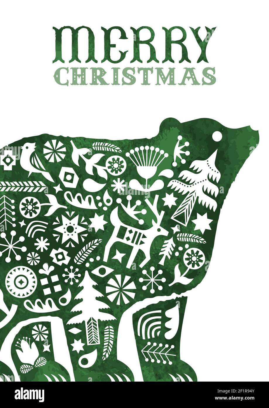 Frohe Weihnachten Grußkarte, vintage skandinavische Kunst Dekoration innen Aquarell Pferd Spielzeug für Urlaub Einladung oder saisonale Grüße. Enthält Stock Vektor