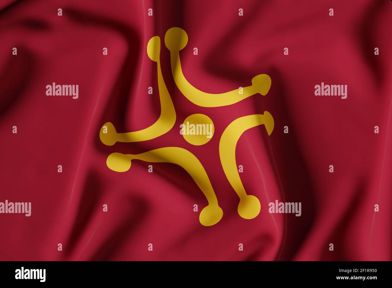 Flagge von Kantabrien. Labaro-Flagge. Secon-Flagge.Nahaufnahme. Abbildung 3D. Stockfoto
