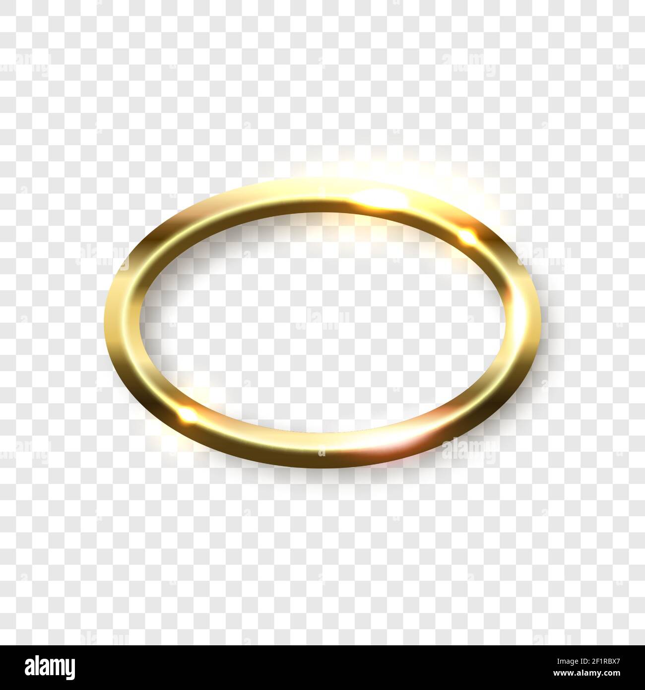 Abstrakt glänzend golden ovalen Rahmen mit weißem Leerraum für Text, auf transparentem Hintergrund, Vektor-Illustration. Stock Vektor
