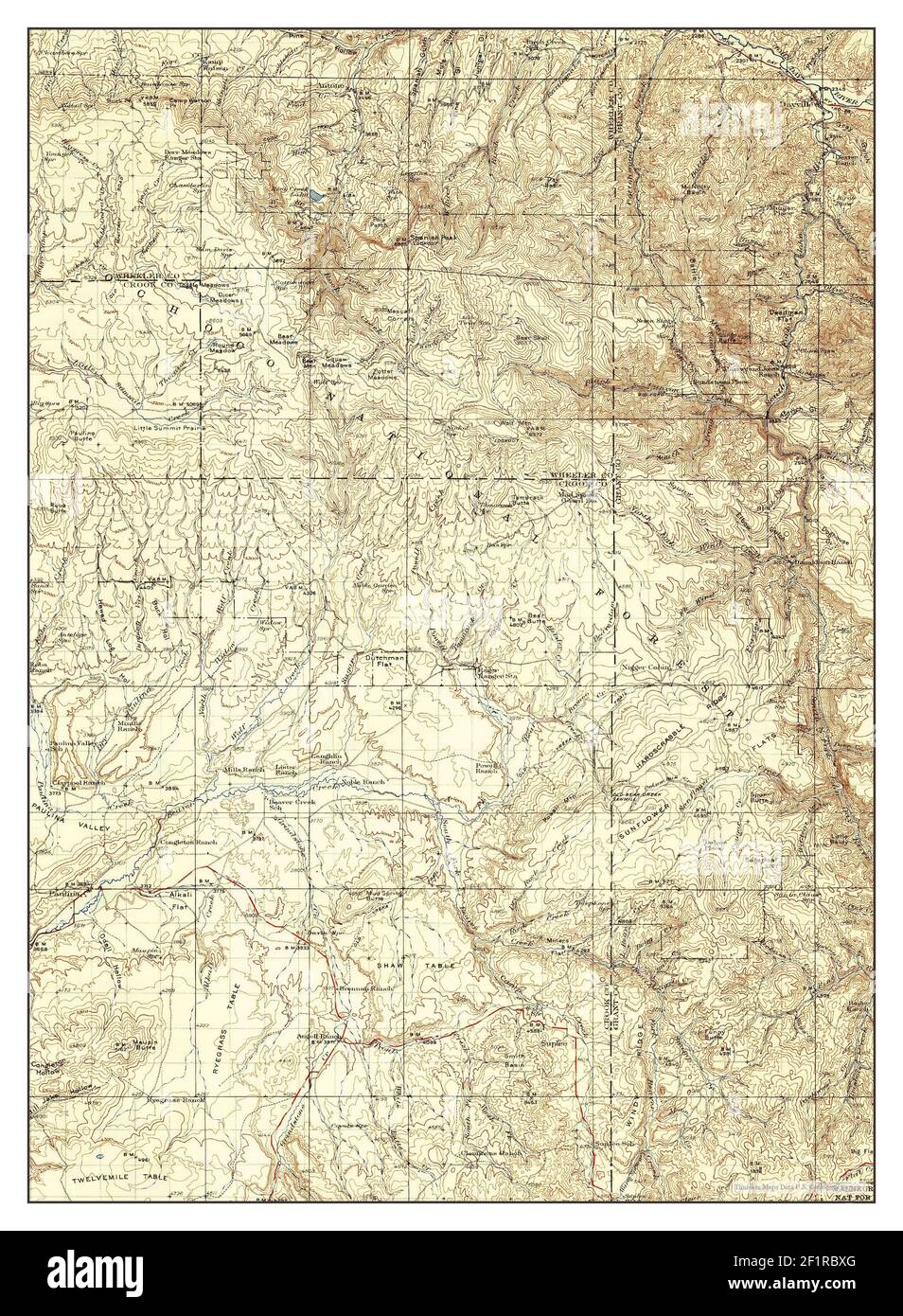 Dayville, Oregon, Karte 1936, 1:125000, Vereinigte Staaten von Amerika von Timeless Maps, Daten U.S. Geological Survey Stockfoto