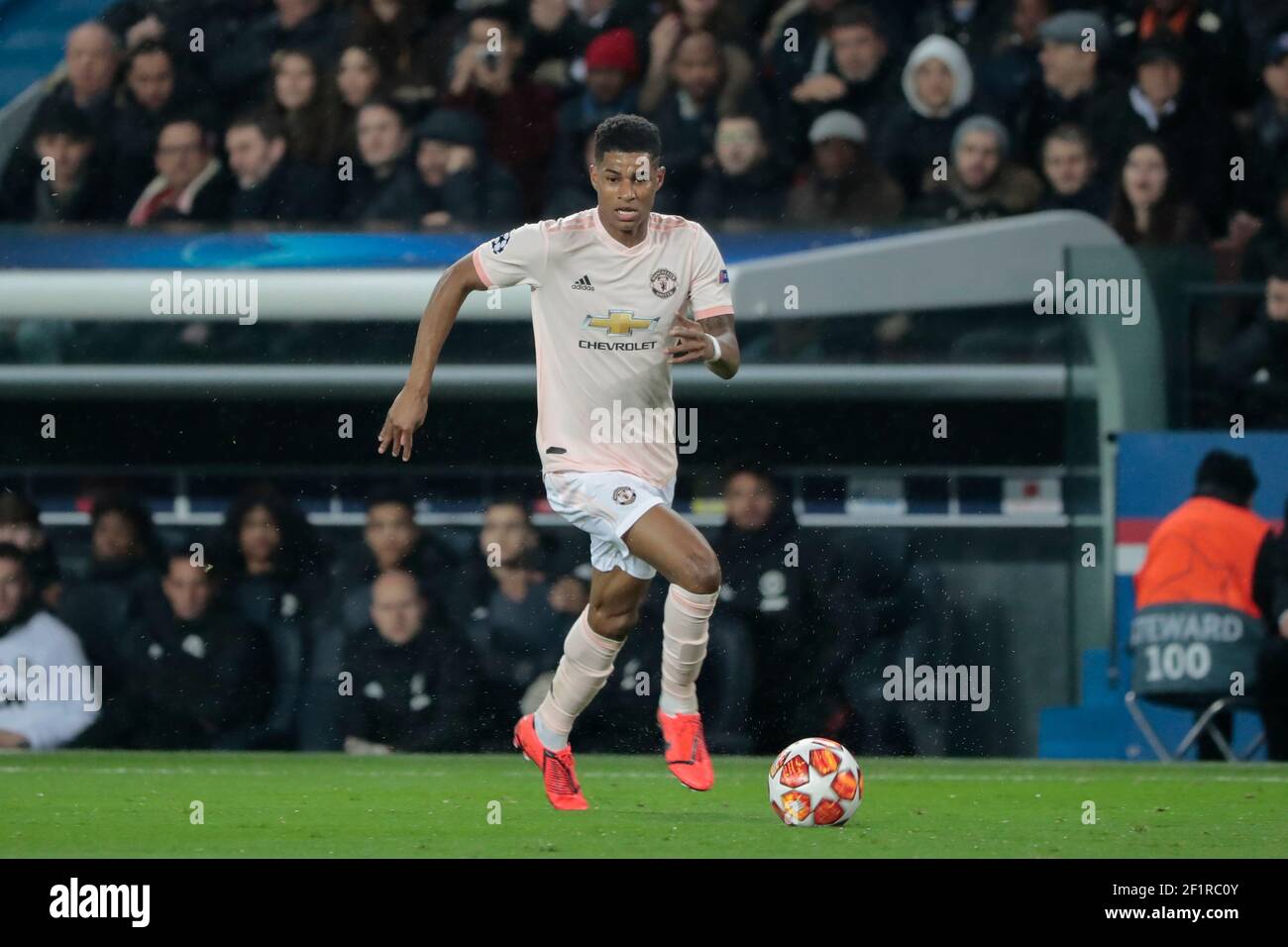 Marcus Rashford (Manchester United)(D) während der UEFA Champions League,  Runde von 16, 2nd-Bein-Fußballspiel zwischen Paris Saint-Germain und  Manchester United am 6. März 2019 im Parc des Princes Stadion in Paris,  Frankreich -