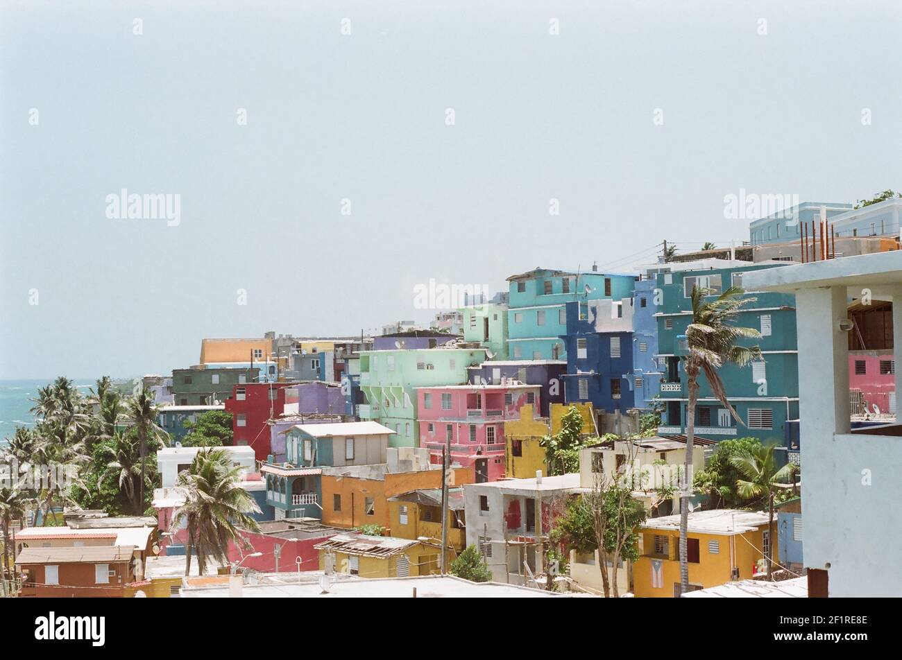 Meerblick auf die Stadt San Juan Stockfoto