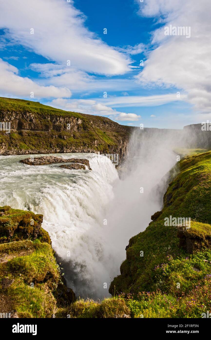 Der berühmte Wasserfall Gullfoss im Süden Islands Stockfoto