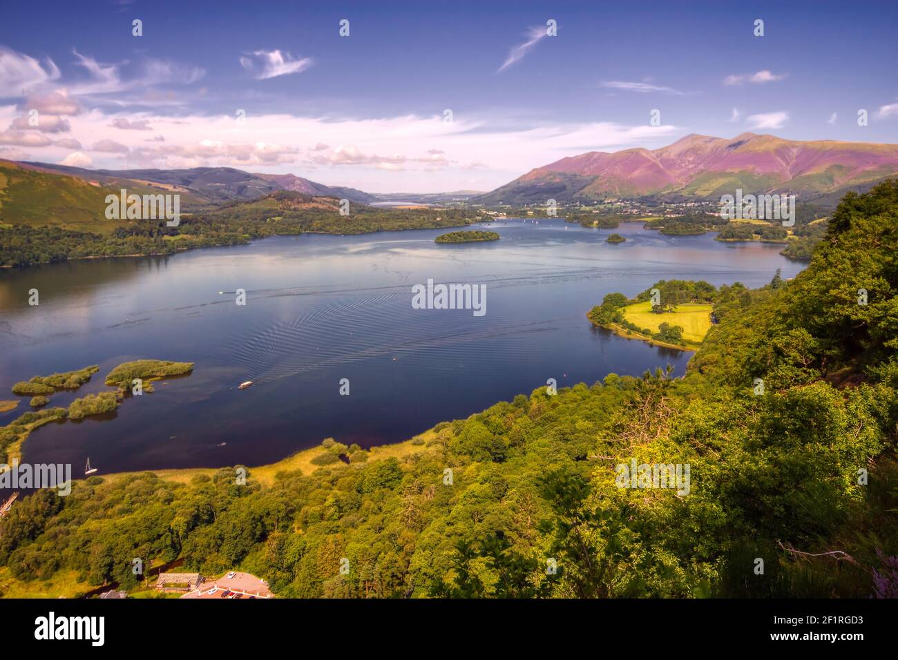 Ein erfrischender Blick auf Derwent Water, Cumbria Stockfoto