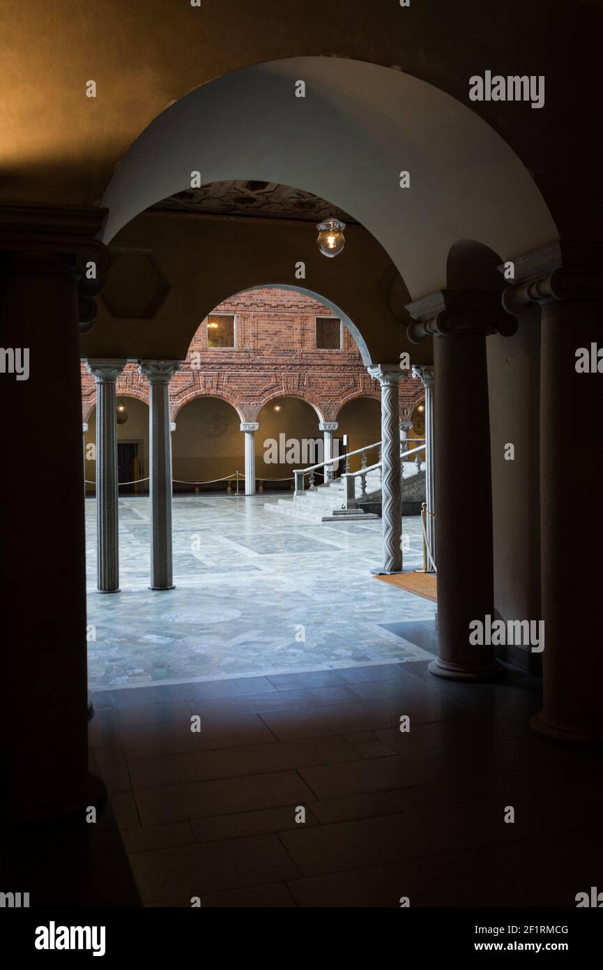 Das Blaue Zimmer (Blå Hallen) in Stadshuset (Rathaus), Stockholm, Schweden. Stockfoto