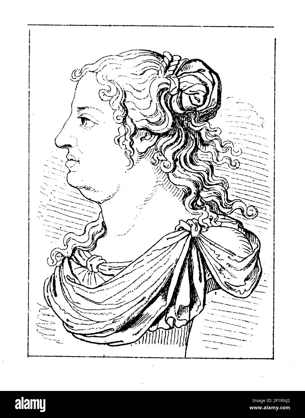 Antike Illustration eines Porträts von Anne von Österreich, Königin Consort von Frankreich und Navarra. Anne wurde am 22. September 1601 in Valladolid, Spanien geboren Stockfoto