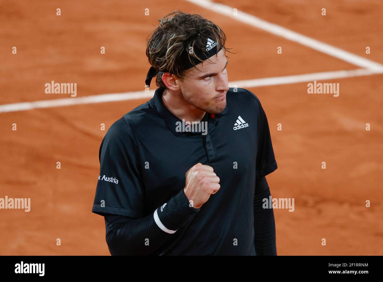 Dominic THIEM (AUT) gewann einen Punkt, Feier während der Roland Garros 2020, Grand Slam Tennisturnier, am 4. Oktober 2020 im Roland Garros Stadion in Paris, Frankreich - Foto Stephane Allaman / DPPI Stockfoto