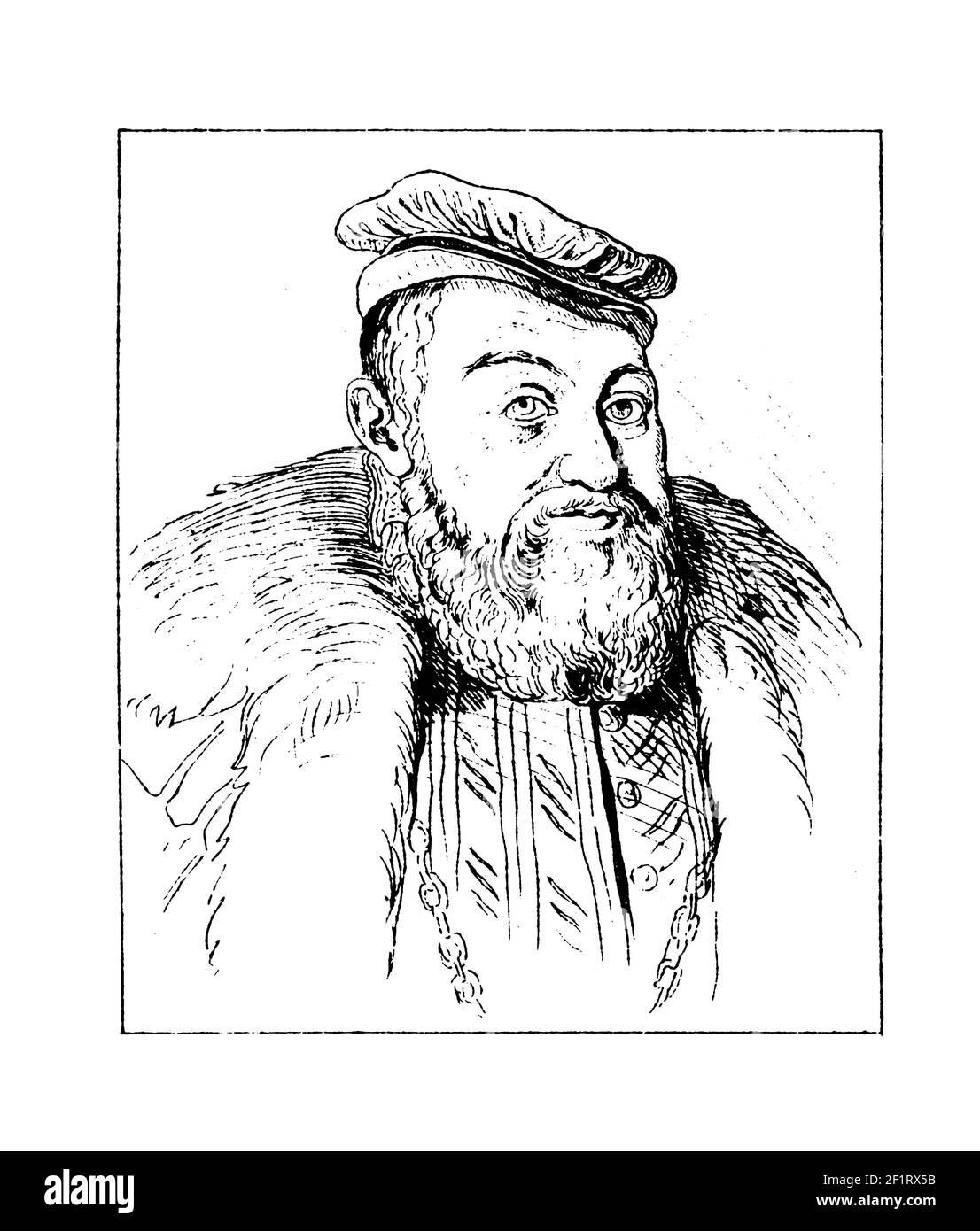 Antike Illustration eines Porträts von Christoph, Herzog von Württemberg. Geboren am 12. Mai 1515 in Bad Urach, Deutschland, starb am 28. Dezember 1568 in Stut Stockfoto