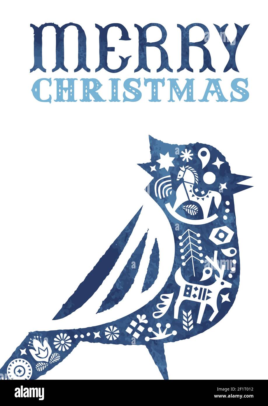 Frohe Weihnachten Grußkarte, vintage skandinavische Kunst Dekoration innen Aquarell Vogel Tier für Urlaub Einladung oder saisonale Grüße. Einschließen Stock Vektor
