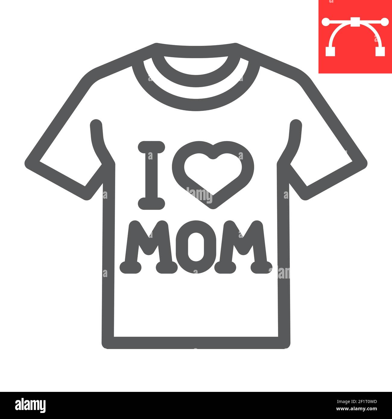Ich liebe Mama T-Shirt Linie Symbol, Kleidung und Text, Tshirt Vektor-Symbol, Vektorgrafiken, editierbare Kontur Umriss Zeichen, eps 10. Stock Vektor