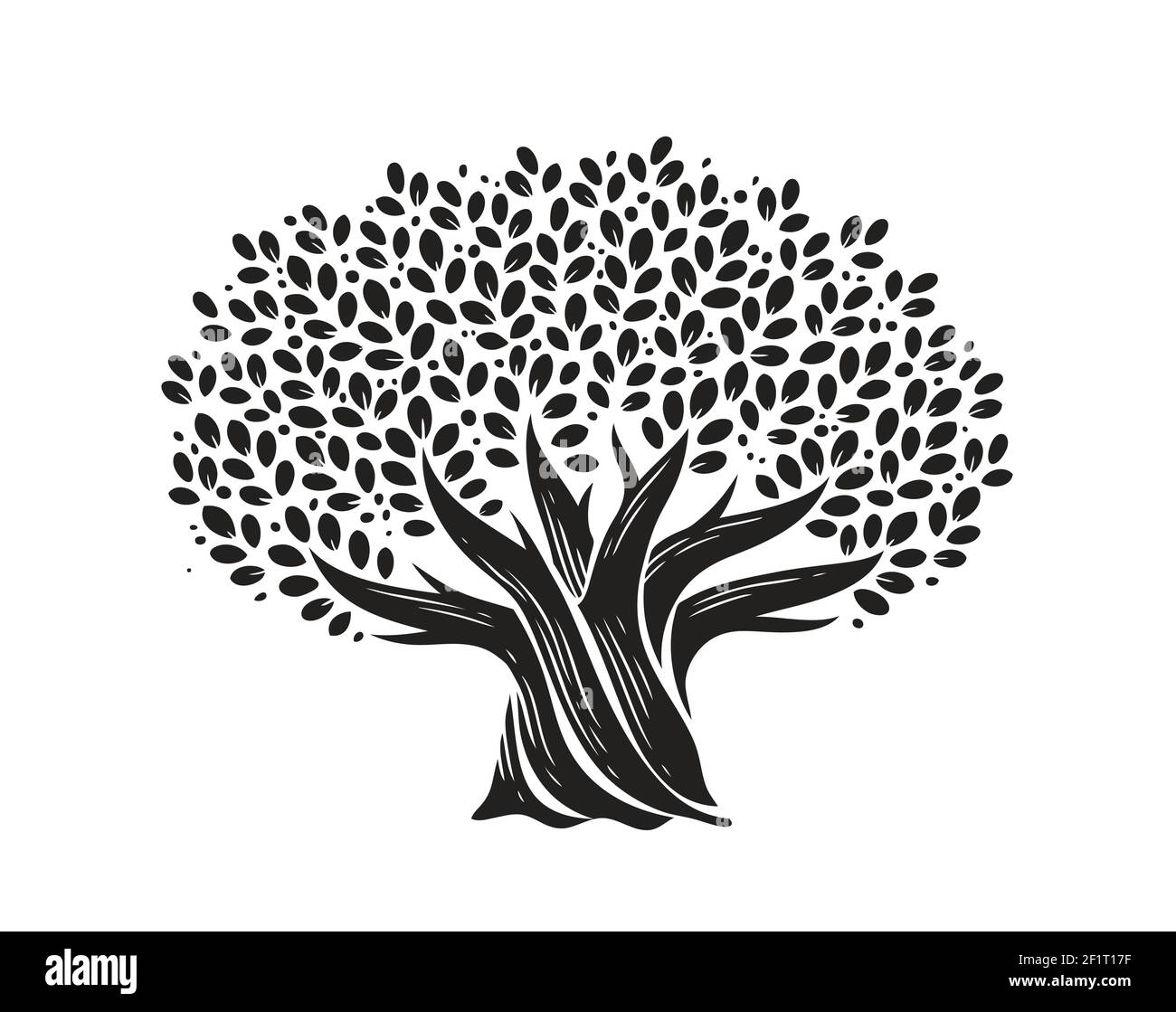 Baum mit Blättern. Natur Konzept dekorative Vektor Illustration Stock Vektor