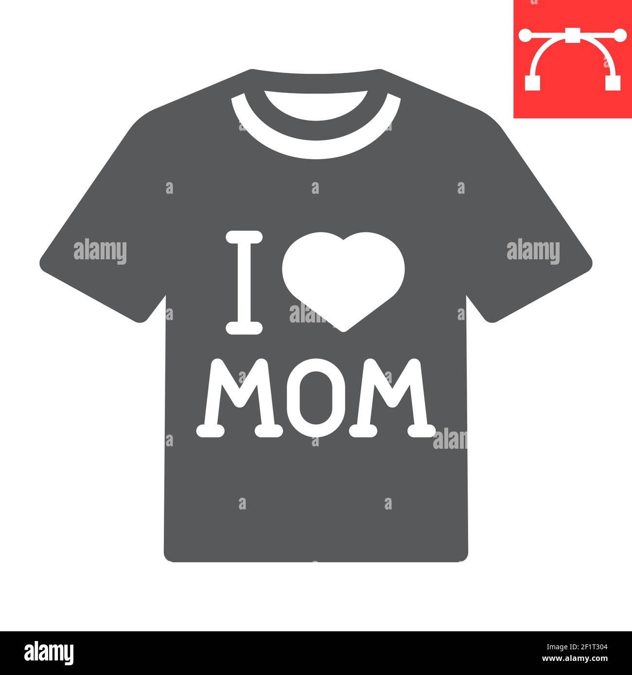 Ich liebe Mama T-Shirt Glyphe Symbol, Kleidung und Text, Tshirt Vektor-Symbol, Vektorgrafiken, editierbare Strich solid Zeichen, eps 10. Stock Vektor