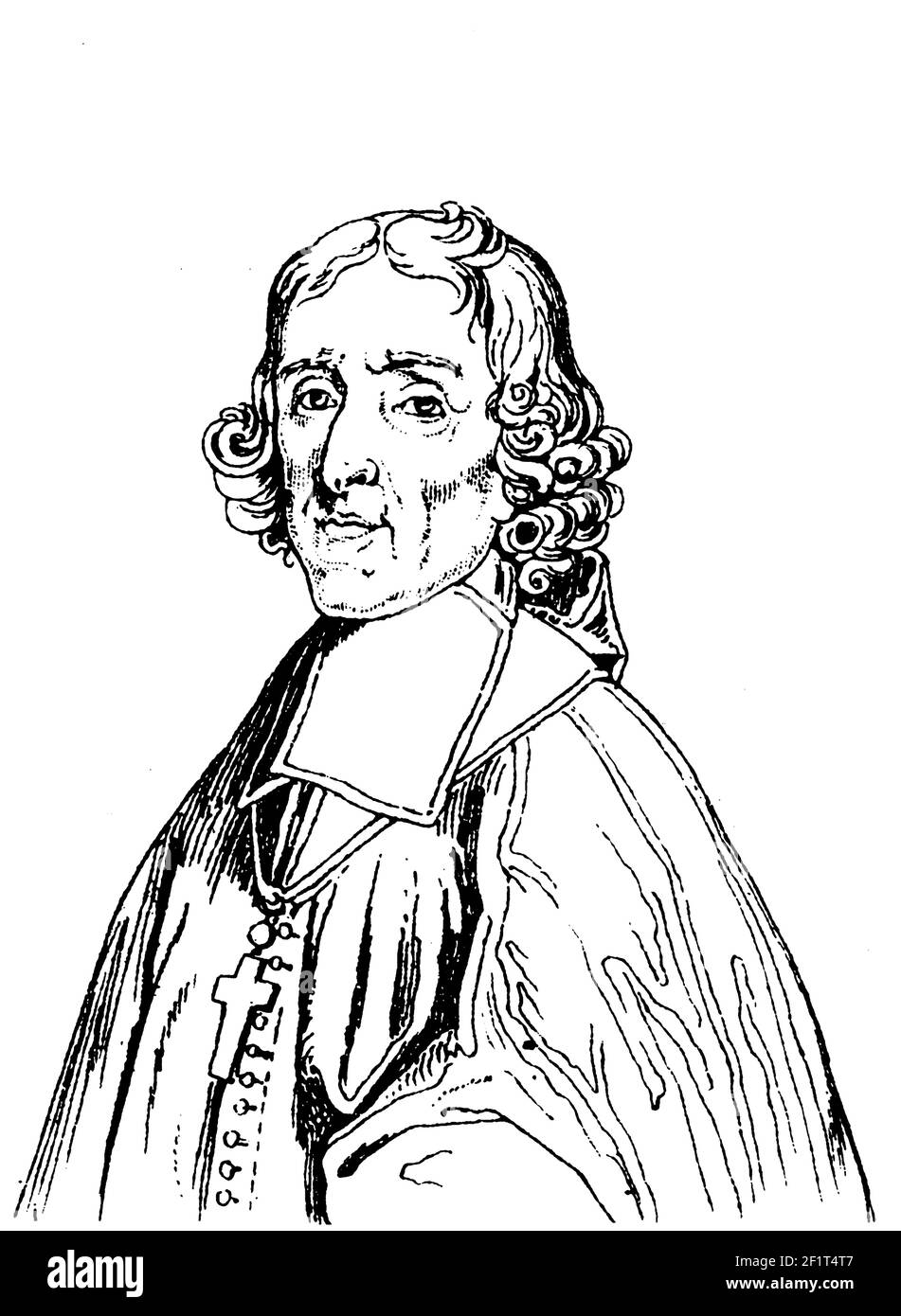 Antike Gravur eines Porträts von Francois Fenelon, französischer römisch-katholischer Theologe, Dichter und Schriftsteller. Er wurde am 6. August 1651 in Chateau de Fe geboren Stockfoto