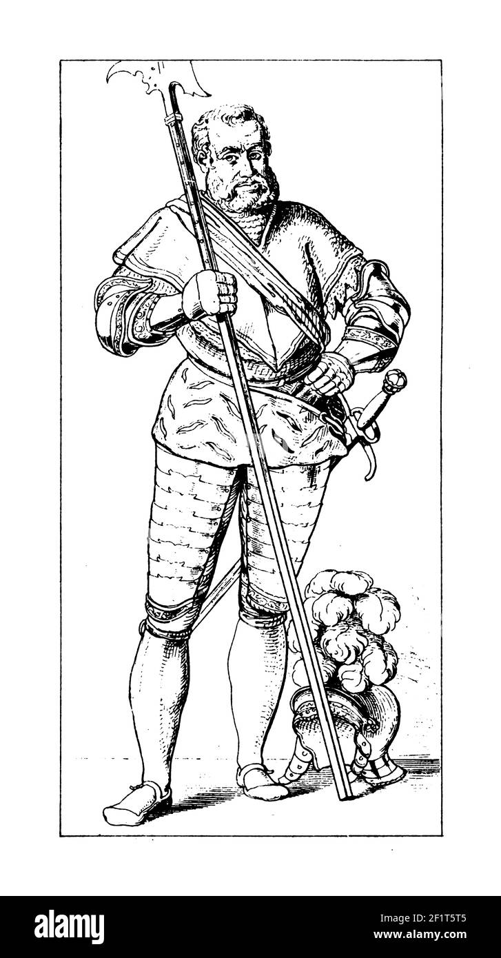 Vintage Illustration eines Porträts von Georg von Frundsberg, deutscher Ritter. Er wurde am 24. September 1473 in Mindelheim, Bayern, geboren und starb Stockfoto