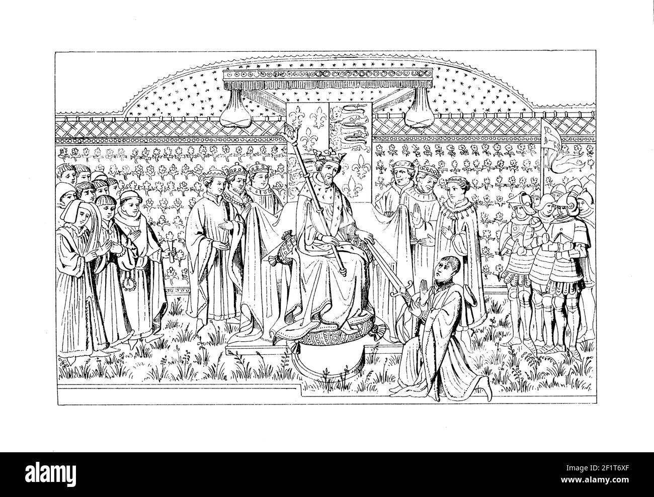 Stich aus dem 19th. Jahrhundert eines Porträts von Heinrich VI. Und John Talbot. Illustration erschienen im Bilder-Atlas zur Weltgeschichte nach Kunstwerken alter und Stockfoto