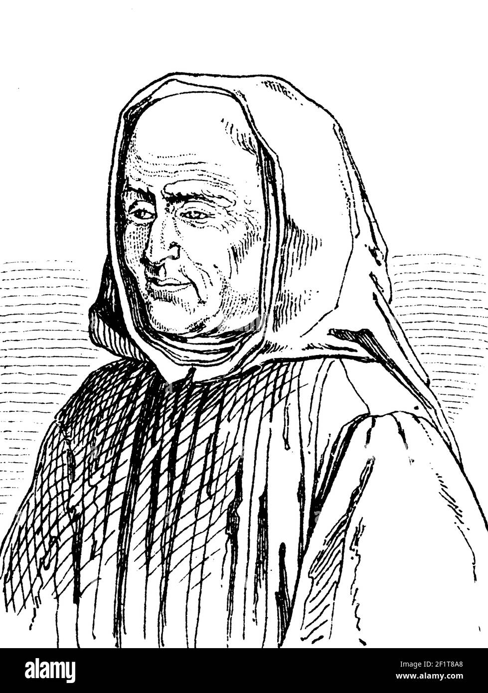 Antike 19th-Jahrhundert-Illustration eines Porträts von Jean Mabillon, Französisch Mönch und Gelehrter. Er wurde am 23. November 1632 in Saint-Pierremont, Arden geboren Stockfoto