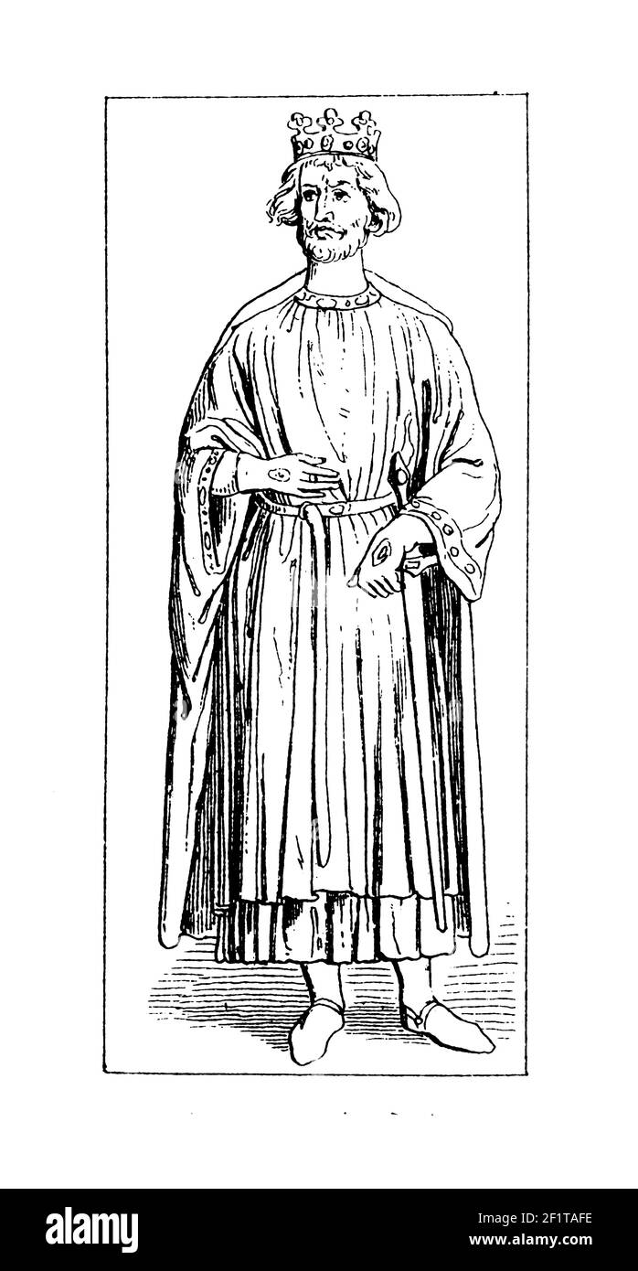 Antike Gravur eines Porträts von John, König von England. Geboren am 24. Dezember 1166 in Oxford, England, starb er am 19. Oktober 1216 in Newark-on-Trent Stockfoto