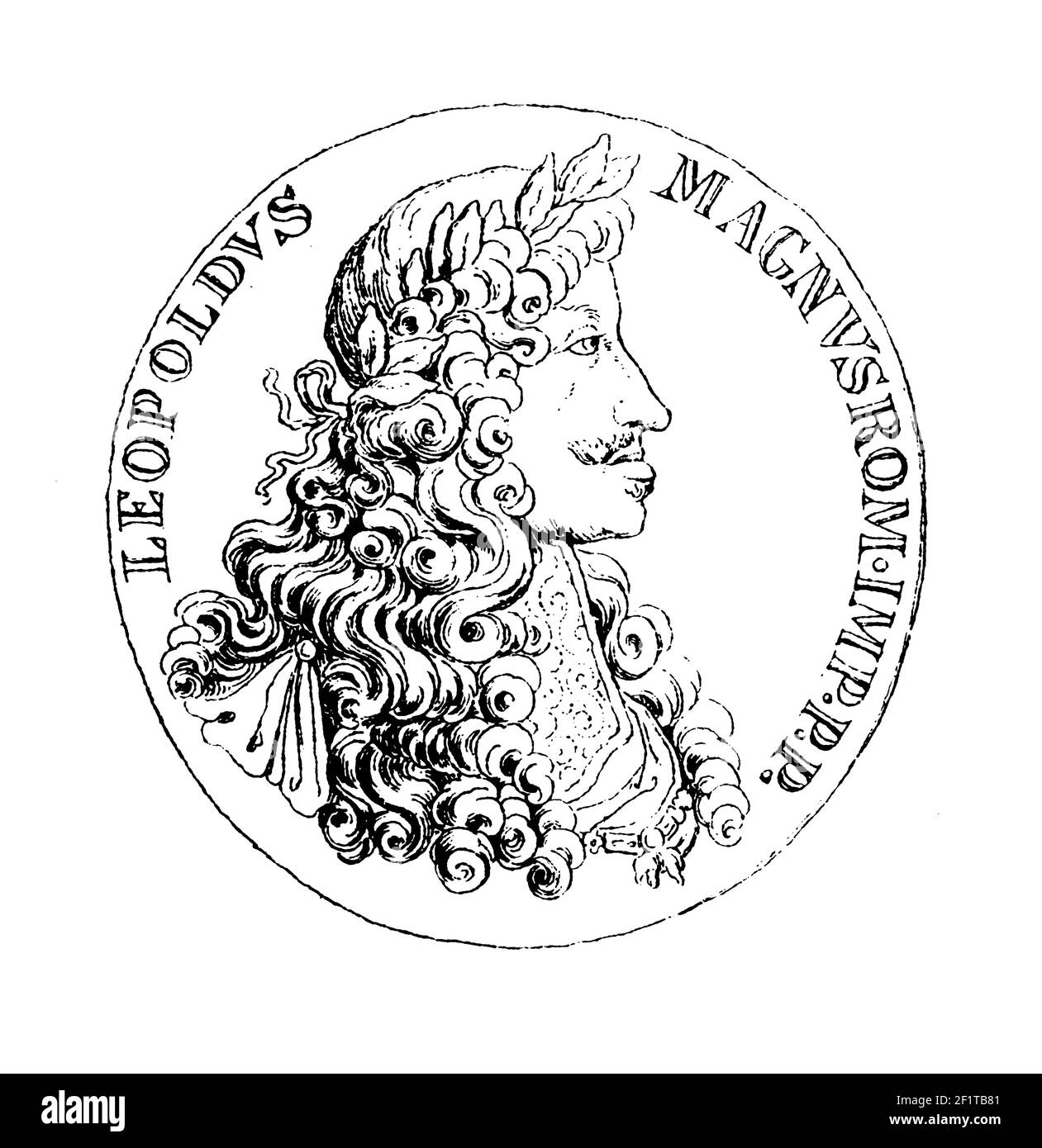 19th-Jahrhundert-Illustration eines Porträts von Leopold I., Kaiser des Heiligen Römischen Reiches, König von Ungarn und König von Böhmen. Leopold I. wurde am 9. Juni 1640 in V geboren Stockfoto