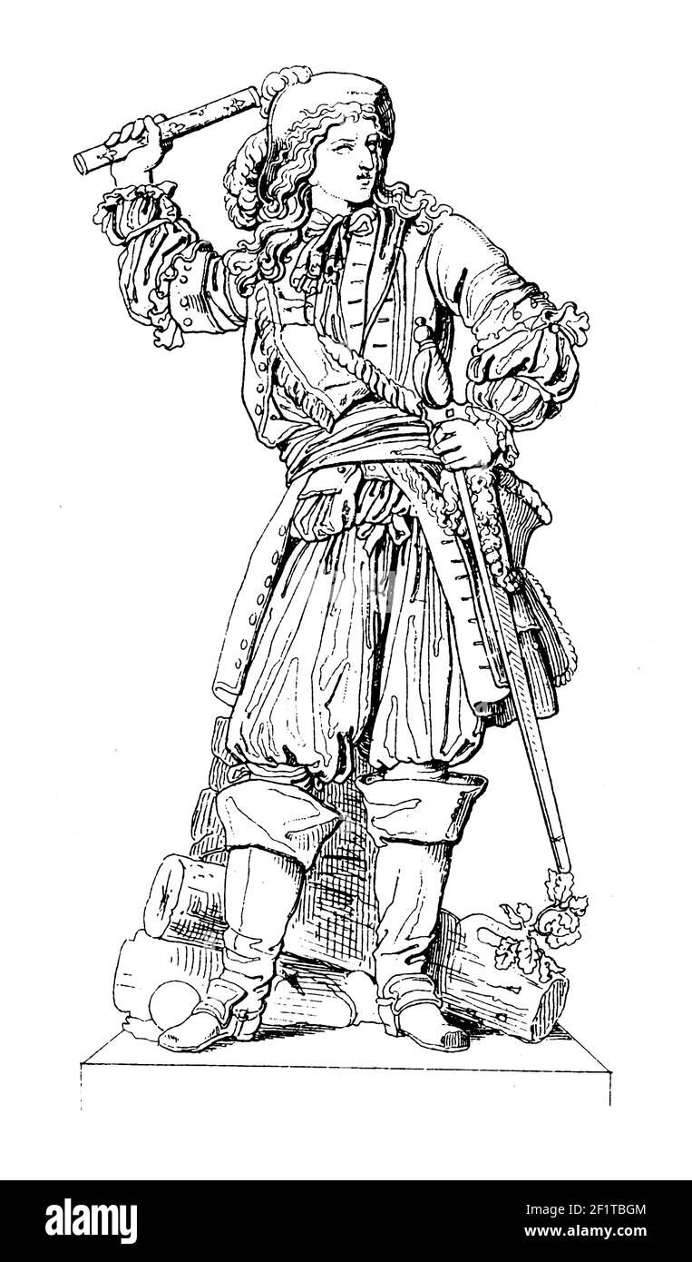 Antike 19th-Jahrhundert-Gravur eines Porträts von Louis II. De Bourbon (auch der große Conde), Prinz von Conde und Französisch General. Er wurde im September geboren Stockfoto