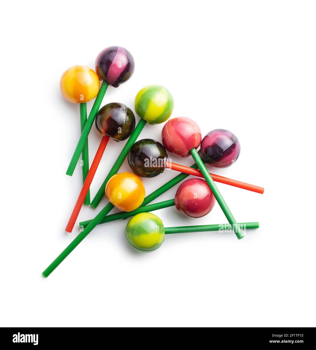 Süß fruchtige Lutscher isoliert auf weißem Hintergrund. Stockfoto