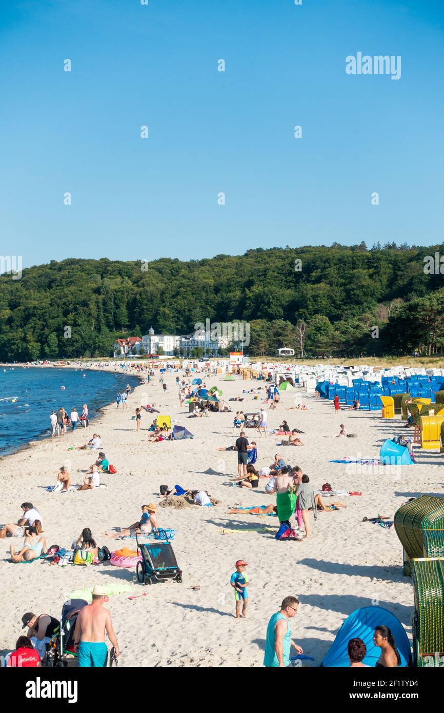 Der Strand von Binz auf RÃ¼gen im Sommer 2020, Mecklenburg-Vorpommern, Deutschland Stockfoto