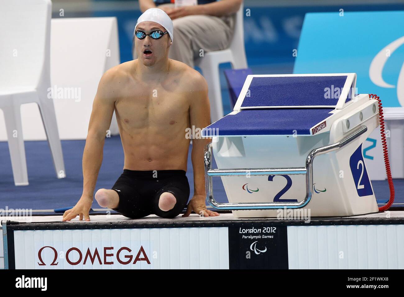 LONDON 2012 - PARALYMPICS - TAG 1 - 30/08/2012 - FOTO EDDY LEMAISTRE / KMSP / DPPI - SCHWIMMHITZE - MEN'S S 100 M SCHMETTERLING - RUDY GARCIA TOLSON (USA) Stockfoto