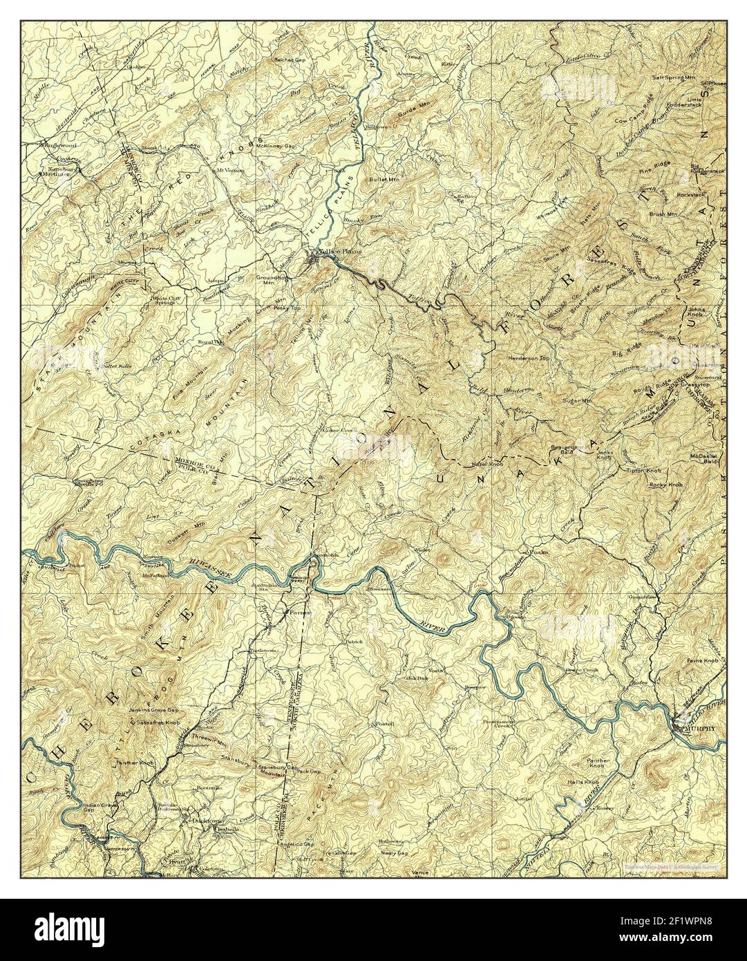 Murphy, Tennessee, Karte 1914, 1:125000, Vereinigte Staaten von Amerika von Timeless Maps, Daten U.S. Geological Survey Stockfoto