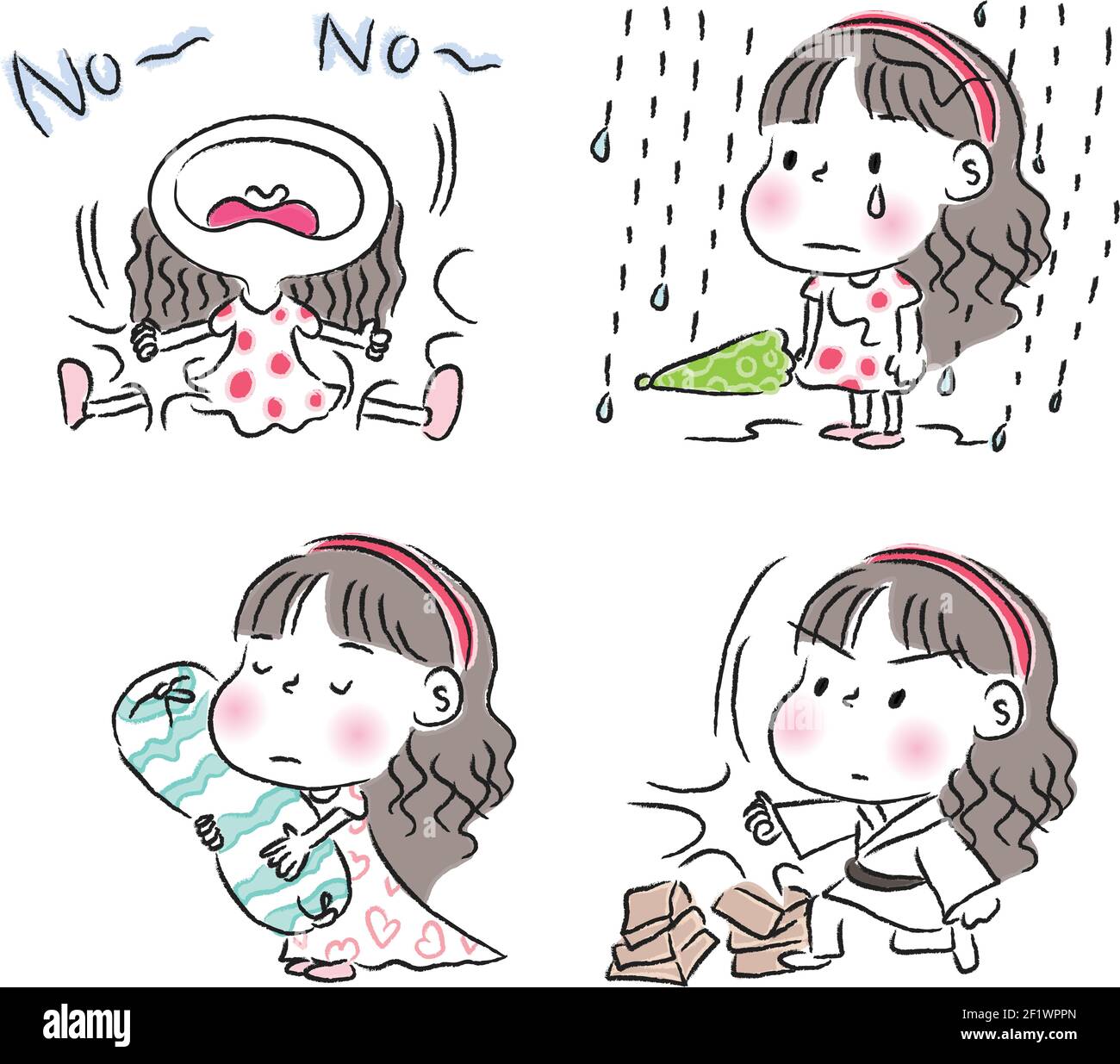 Cartoon Mädchen emoji Set Stockfoto