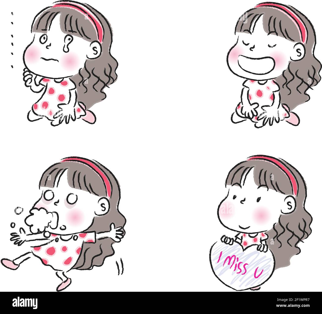 Cartoon Mädchen emoji Set Stockfoto