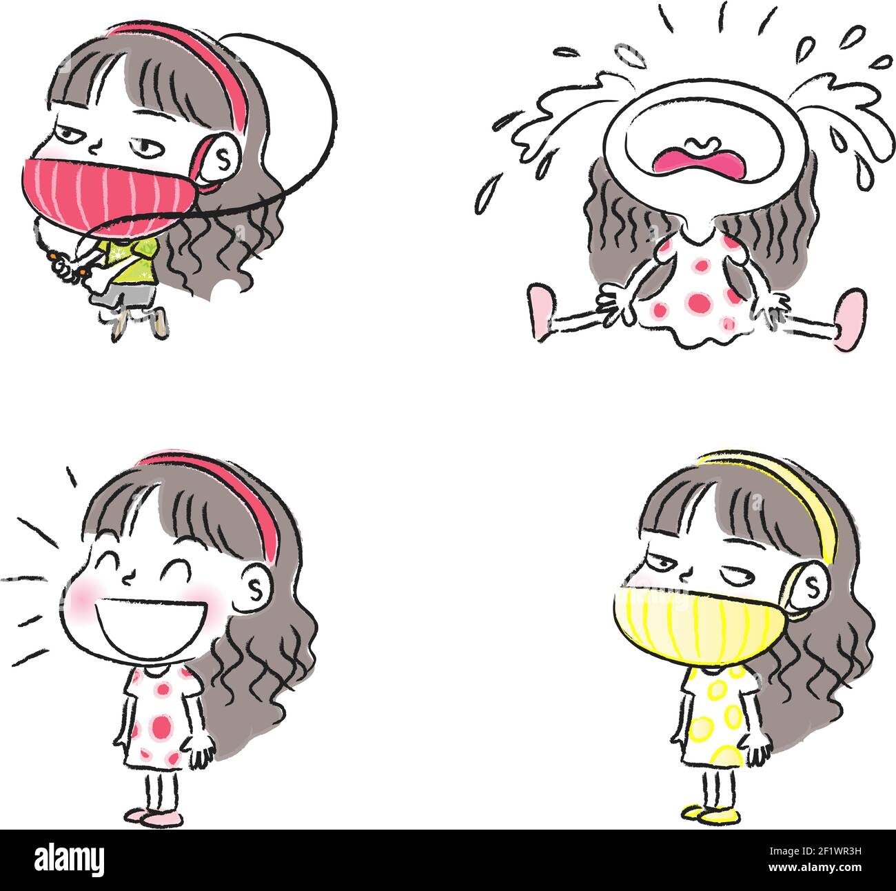 Cartoon Mädchen emoji Set Stockfoto